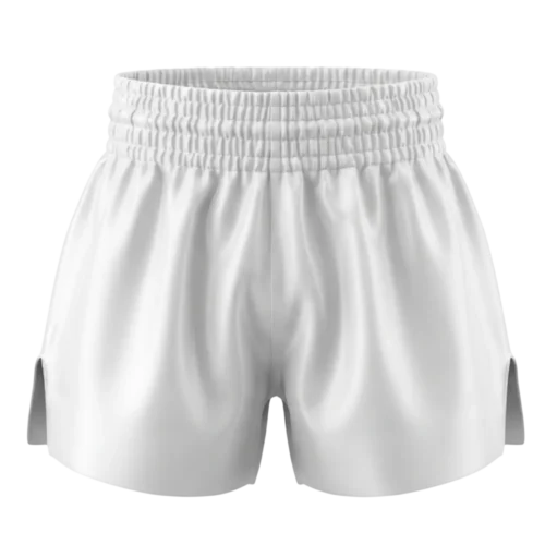 white-shorts-boxing-kickboxing Short de kickboxing personnalisé